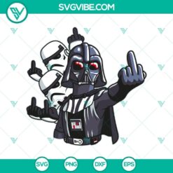 Darth Vader and troopers showing middle fingers in Star Wars SVG and PNG design. Perfect for Star Wars fans.