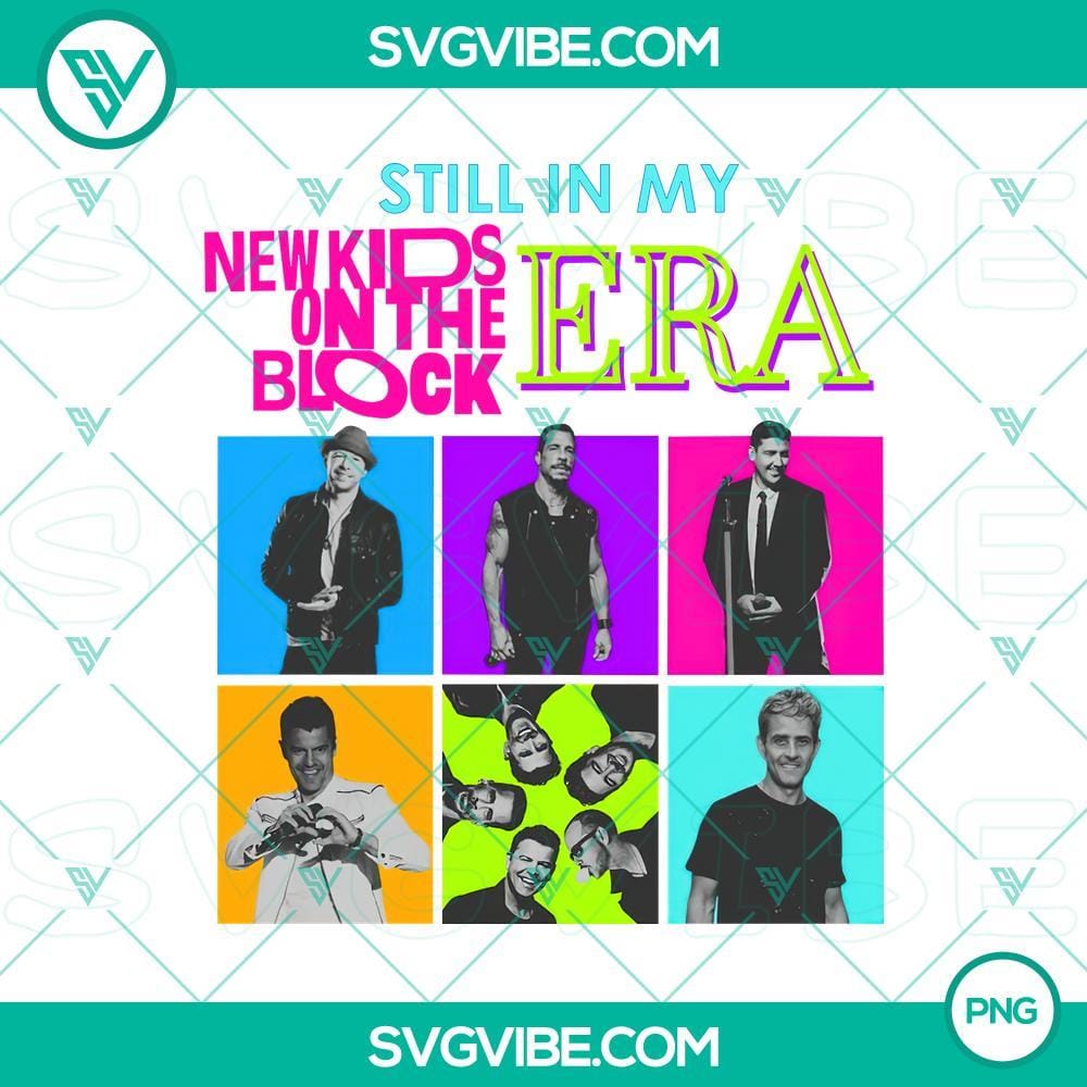 Still in My New Kids on the Block Era PNG Silhouette Clipart New Kids on the Block era silhouette clipart, nostalgic 90s boy band design in PNG format.