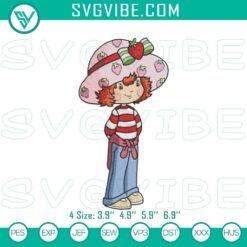 Strawberry cake embroidery digital file, adorable dessert pattern for crafts.