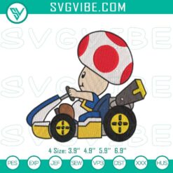 Super Mario Toad Embroidery File featuring a cute mushroom character design, perfect for sewing projects and fan merchandise.