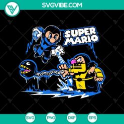 Super Mario vs. Mortal Kombat SVG: Scorpion & Sub-Zero Clipart, video game character showdown, SVG format clipart.