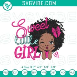 Embroidery pattern of a sweet Afro girl with puff hair, featuring a cute black girl design, perfect for crafts and decor.