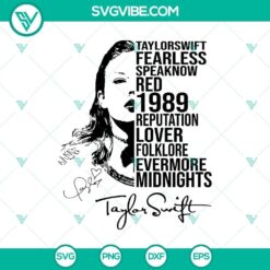Taylor Swift discography SVG featuring Taylor's Version cut files for digital download. Perfect for fans and Swifties.