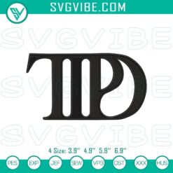 Taylor Swift TTPD Logo embroidery files featuring the Tortured Poets Dept. machine pattern design.