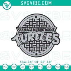 TMNT logo embroidery patterns for Teenage Mutant Ninja Turtles fans, high-quality digital files for crafting.