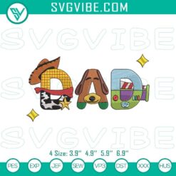 Toy Story Father embroidery designs featuring Disney Pixar characters for Father's Day stitching projects.