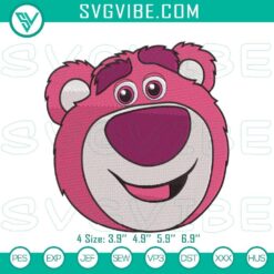 Toy Story Lotso embroidery design files featuring a cute bear face cartoon pattern for crafting projects.