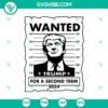 Trump 2024 second term desire SVG design with text "President 2024." Bold patriotic typography for supporters.
