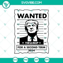 Trump 2024 second term desire SVG design with text "President 2024." Bold patriotic typography for supporters.