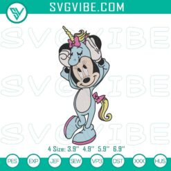 Unicorn Minnie embroidery patterns featuring magical mouse designs, perfect for crafting projects.