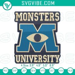 University of Monsters Disney Pixar embroidery pattern machine file, ideal for digital crafting, featuring adorable monster characters.