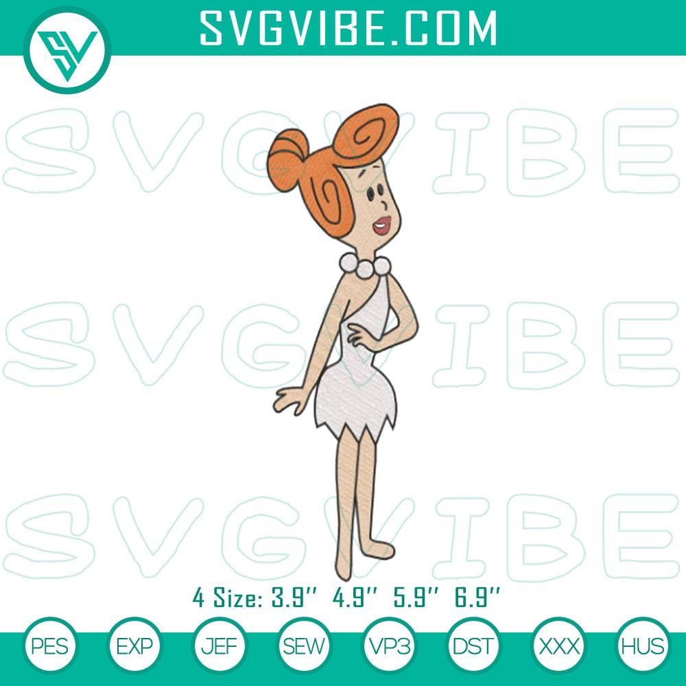 Wilma Flintstone Embroidery Pattern for Machines Wilma Flintstone embroidery pattern featuring classic cartoon character design file for sewing and crafting projects.