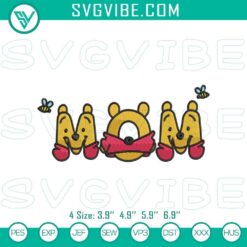 Winnie the Pooh mother embroidery patterns design with Pooh mom stitch file, ideal for crafting projects.