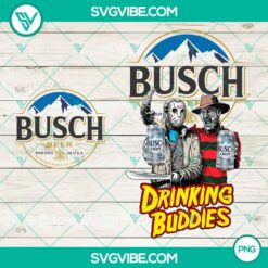 Jason Voorhees and Freddy Krueger Busch Beer sublimation design, perfect for horror fans.