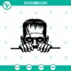 Spooky Frankenstein Halloween SVG design with peeking face, horror theme, suitable for Cricut projects.