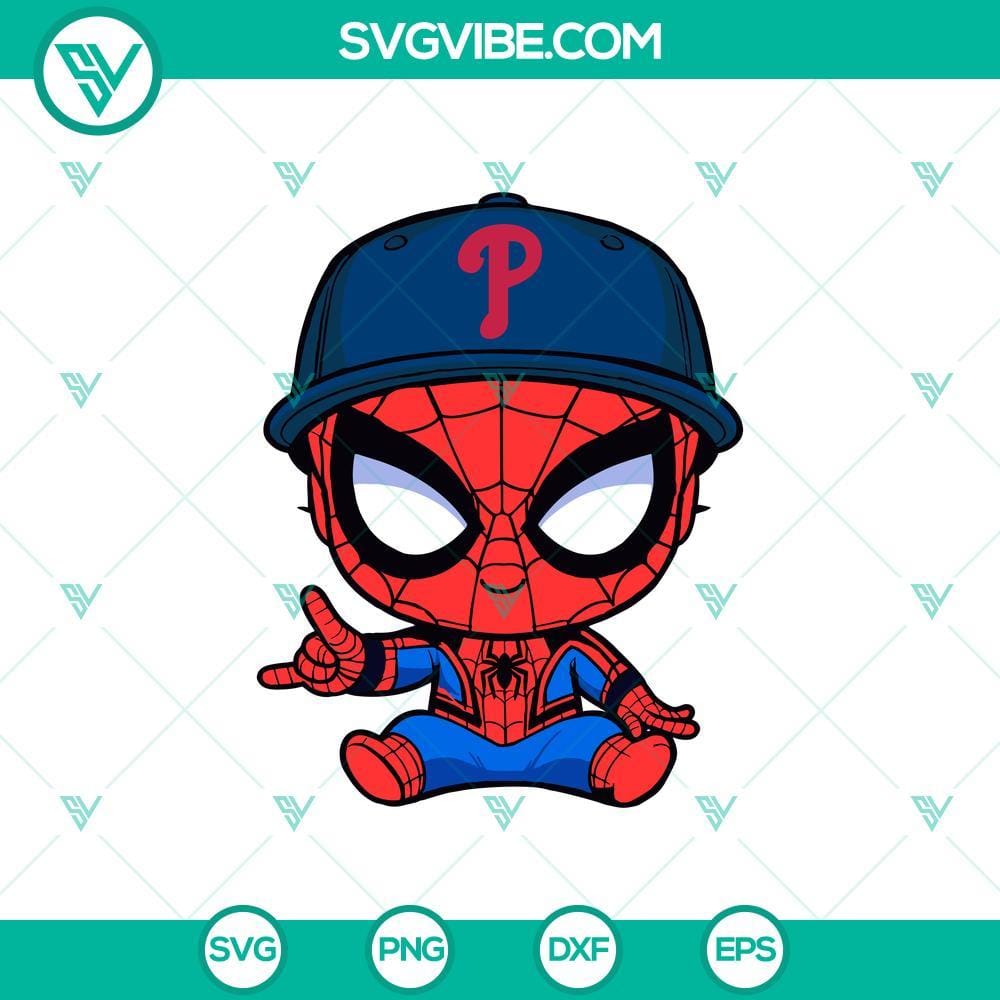 Baby Spiderman Baseball Philadelphia Phillies SVG, Superhero MLB Baseball SVG, Marvel Baseball SVG PNG Cricut Spiderman-themed Philadelphia Phillies baseball SVG design for Cricut, featuring Baby Spiderman, MLB superhero, Marvel baseball graphics.