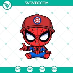 Baby Spiderman Chicago Cubs Baseball SVG design for MLB fan crafting with Cricut machine.