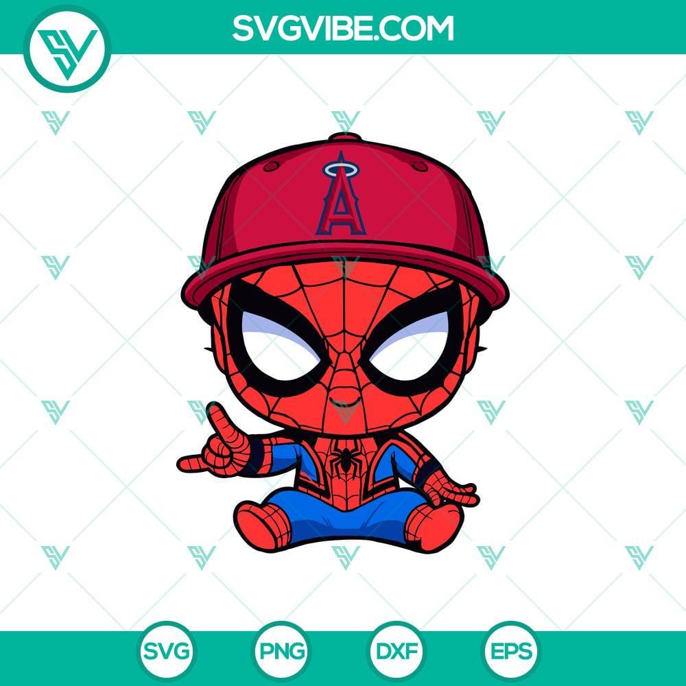 Baby Spiderman Los Angeles Angels Baseball SVG, Spiderman Baseball MLB SVG, Los Angeles Angels MLB SVG Cricut Baby Spiderman Los Angeles Angels Baseball SVG design perfect for Cricut projects with MLB logos and Spiderman, great for Los Angeles Angels fans.