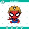 Baby Spiderman Milwaukee Brewers Baseball SVG with Spiderman Baseball MLB and Milwaukee Brewers MLB logos for Cricut crafting.