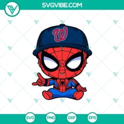 Baby Spiderman Washington Nationals Baseball SVG with Spiderman in Nationals gear. Great for baseball fans and Spiderman lovers.