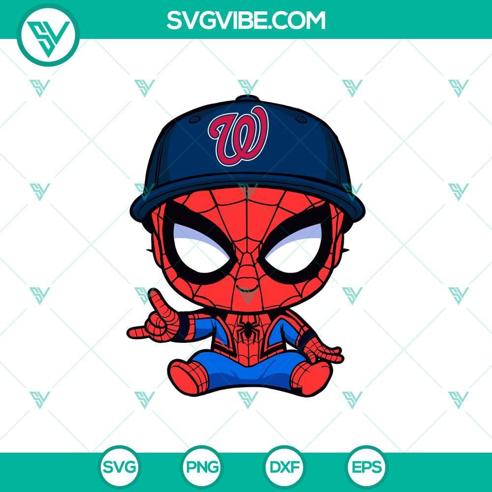 Baby Spiderman Washington Nationals Baseball SVG, Washington Nationals Baseball SVG, Spiderman Baseball Team SVG Baby Spiderman Washington Nationals Baseball SVG with Spiderman in Nationals gear. Great for baseball fans and Spiderman lovers.