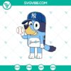 Bluey New York Yankees baseball cartoon SVG design, perfect for MLB fans and sports enthusiasts.