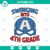 Captain America themed Back to School SVG, 4th Grade superhero design for first day of school, SVG PNG format.