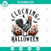 Clucking Halloween Chicken and Skeleton Rooster SVG for Cricut, in Halloween Farm theme. Ideal for crafting and Halloween decor.