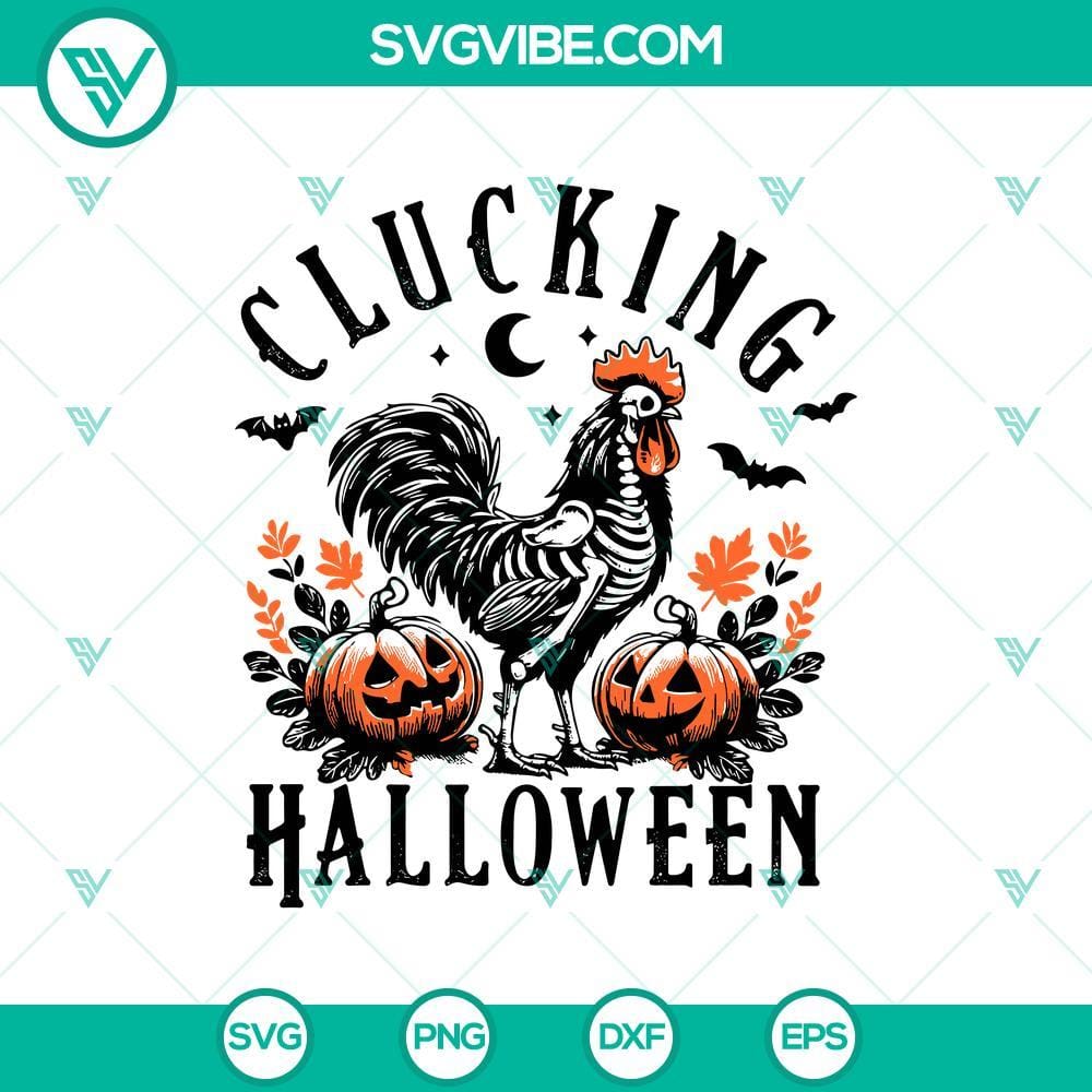 clucking-halloween-chicken-svg-skeleton-rooster-svg-halloween-farm-svg-png-cricut-mockup.jpg Clucking Halloween Chicken and Skeleton Rooster SVG for Cricut, in Halloween Farm theme. Ideal for crafting and Halloween decor.