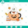 Cute ghost pumpkin cup reading SVG for Halloween, perfect for Cricut projects.