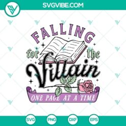 Falling For The Villain One Page At A Time SVG, Vintage Halloween design, perfect for Halloween crafts.