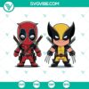 Chibi Deadpool and Wolverine SVG PNG design for digital products, featuring adorable characters in a playful style.