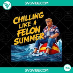 Donald Trump summer themed cartoon illustration in PNG format, relaxing like a convict, ideal for designs and projects.
