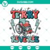 Humorous 4th of July SVG design featuring a wheelchair with "Back It Up Terry Put It In Reverse" text. Perfect for Independence Day celebrations.
