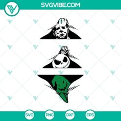 Horror Characters Peekaboo SVG featuring Nightmare Before Christmas theme for Cricut projects.