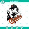 Spooky Michael Myers & Baltimore Orioles crossover SVG design for Cricut, featuring horror elements like knives & baseball team logo.