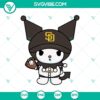 Kuromi San Diego Padres baseball team SVG for Cricut, featuring Kuromi mascot, perfect for MLB fans and crafting projects.
