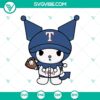 Kuromi Texas Rangers Baseball MLB SVG design for Cricut, featuring Kuromi as part of the baseball team. Great for Texas Rangers fans.