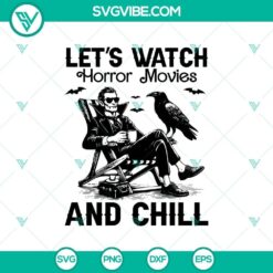 Retro Halloween SVG design for Cricut featuring "Let's Watch Horror Movies And Chill". Perfect for spooky season crafting projects.