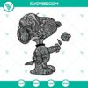 Mandala Snoopy with Flower SVG design, Zentangle Snoopy and Peanut characters, suitable for Cricut projects.
