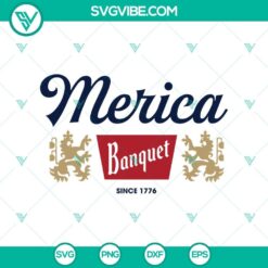 Merica Banquet Beer SVG design for 4th of July celebration with Coors Banquet Beer logo. Perfect patriotic themed SVG for Independence Day.