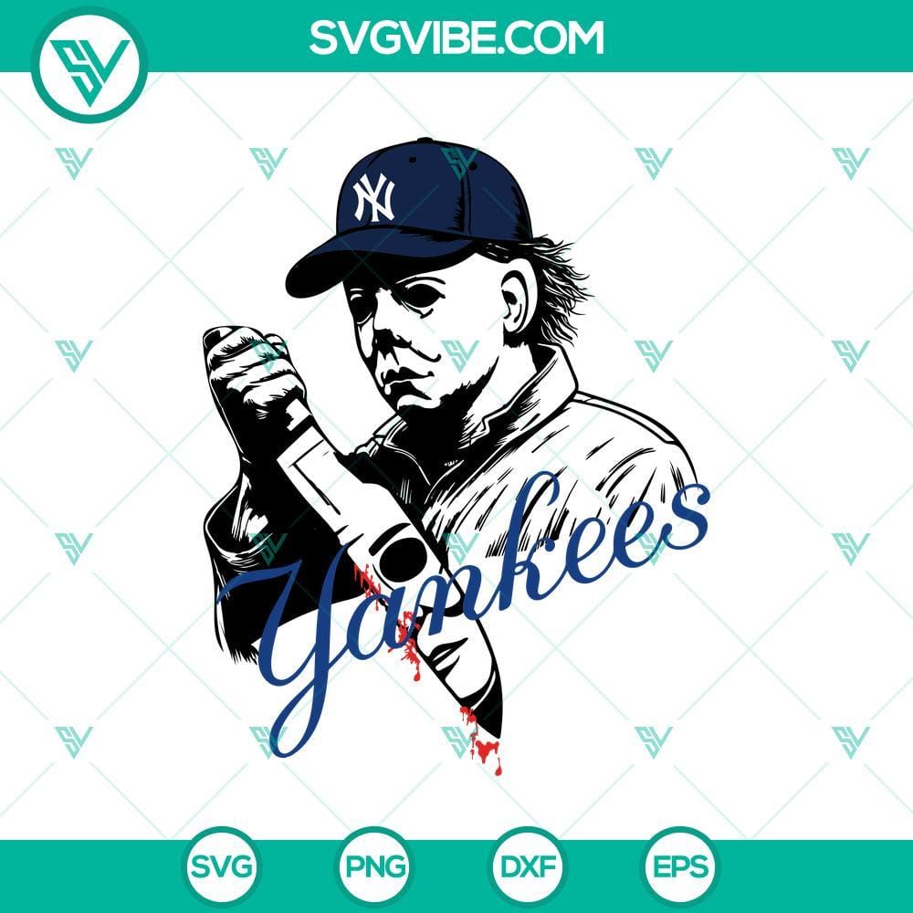 Michael Myers Knives New York Yankees SVG, Horror Knives Baseball SVG, MLB Horror SVG PNG Michael Myers knives New York Yankees SVG featuring horror knives & baseball elements, MLB horror SVG PNG design for horror sports fans.