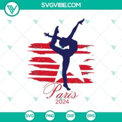 Paris 2024 Gymnastics Women's Olympic Team USA SVG design for the Summer Olympics, featuring patriotic USA colors and gymnastics elements.