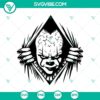 Pennywise evil clown peeking SVG, a spooky horror design for digital crafting projects.