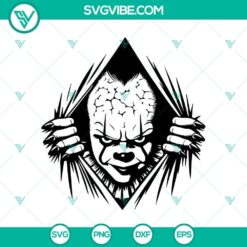 Pennywise evil clown peeking SVG, a spooky horror design for digital crafting projects.