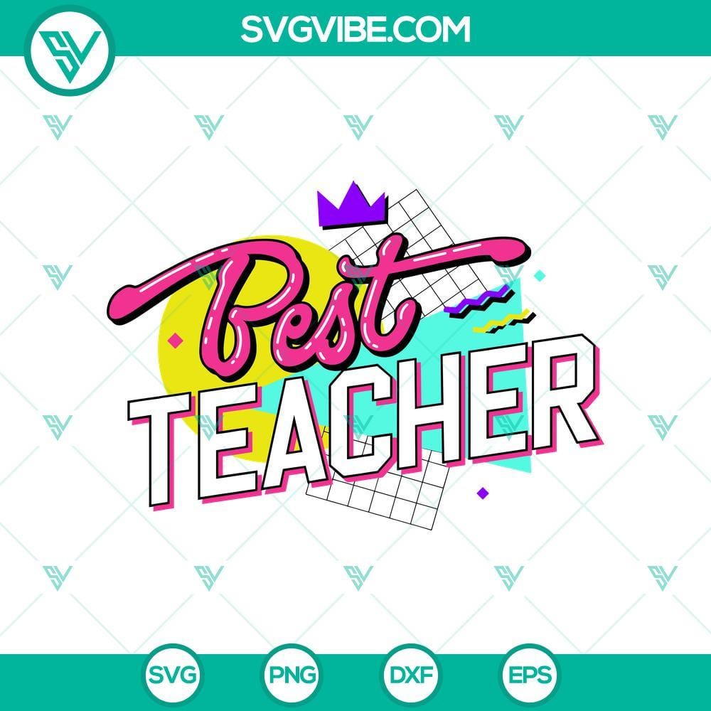 retro-best-teacher-90s-style-svg-teacher-90s-vibes-svg-retro-school-svg-png-cricut-mockup.jpg Retro Best Teacher 90s Style SVG with colorful school elements for Cricut, featuring Teacher 90s Vibes and Retro School design in PNG format.