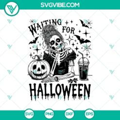 Skeleton mom and skull design for Halloween, featuring a mom skeleton holding a drink. Perfect for Halloween crafts.