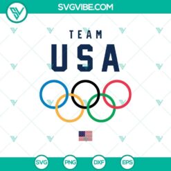 Team USA Paris Summer Olympics 2024 SVG and PNG files for Cricut machines, featuring Olympic-themed designs in bright colors.