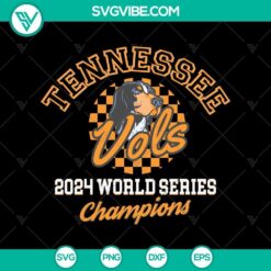 Tennessee Vols 2024 World Series Champions logo in SVG PNG format with team colors and text, sports design elements.