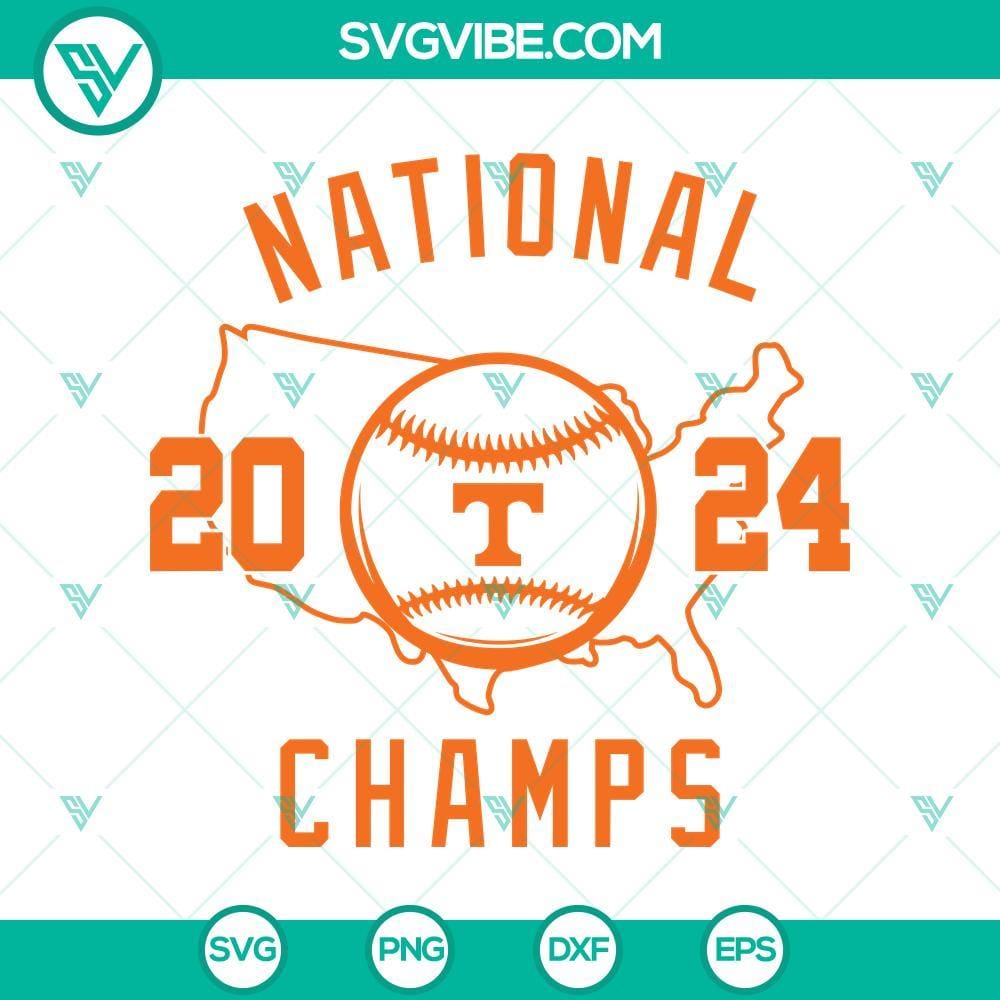 Tennessee Volunteers Baseball SVG, National Champs 2024 SVG Tennessee Volunteers Baseball SVG celebrating National Champs 2024, sports design for crafting projects.